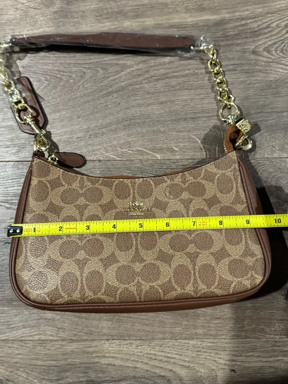 Coach Signature Canvas Shoulder Bag in Brown with Gold Hardware